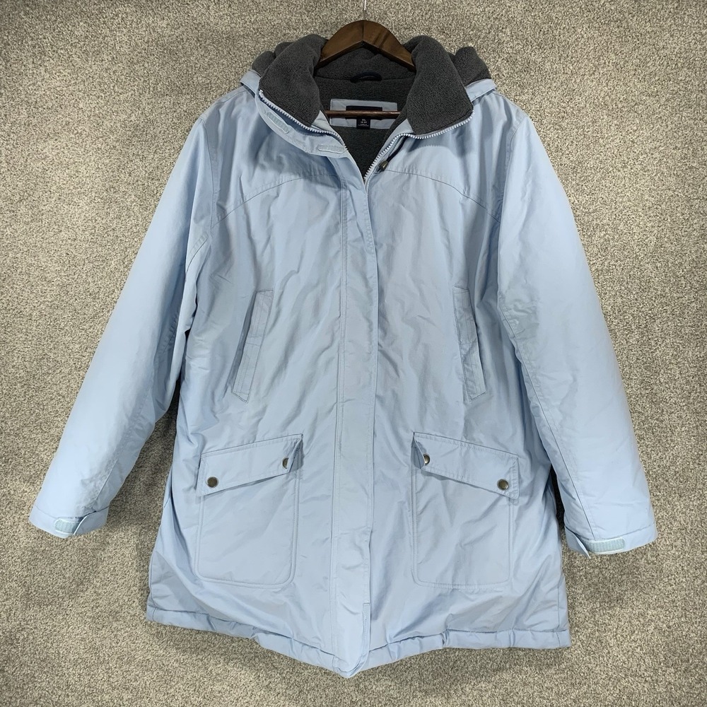 Land End Women's 18/20 Winter Coat Warm Light Blue Insulated‎ EUC Pockets